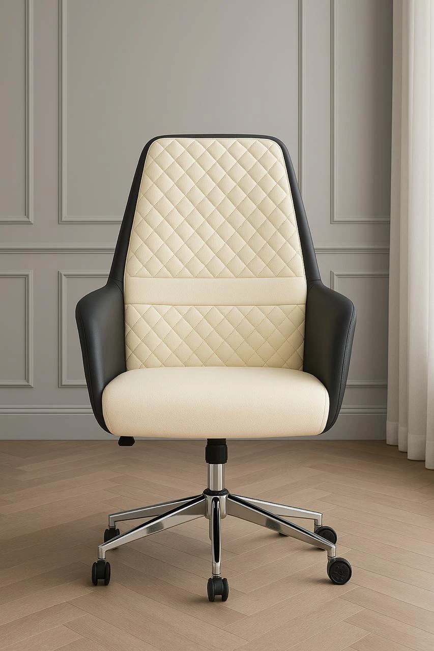 High back leather chair