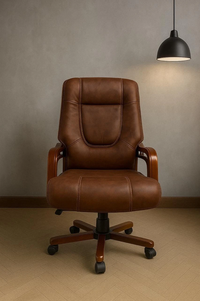 High back leather chair