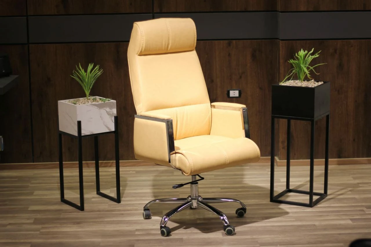 High back leather chair