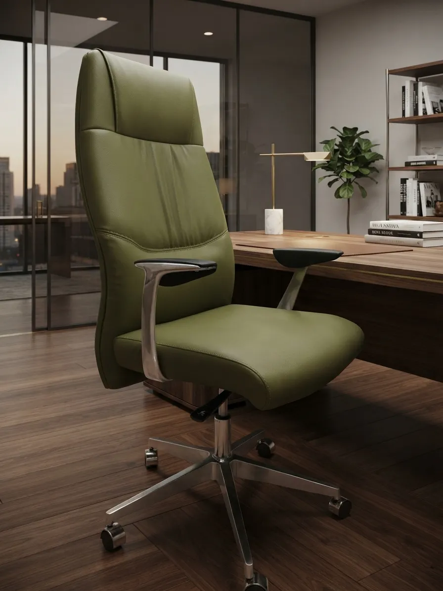 High back leather chair