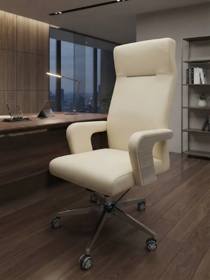 High back leather chair