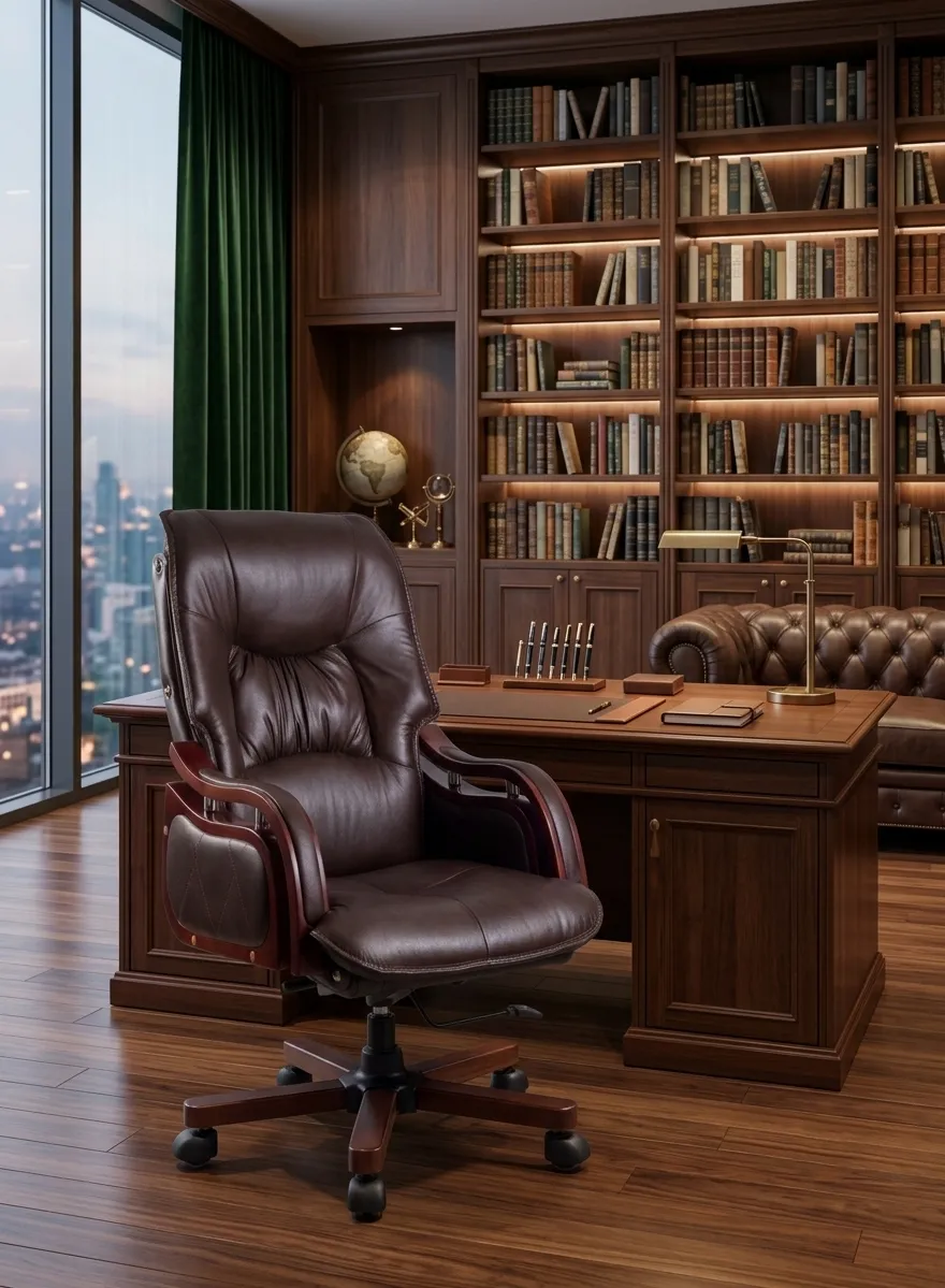 High back leather chair