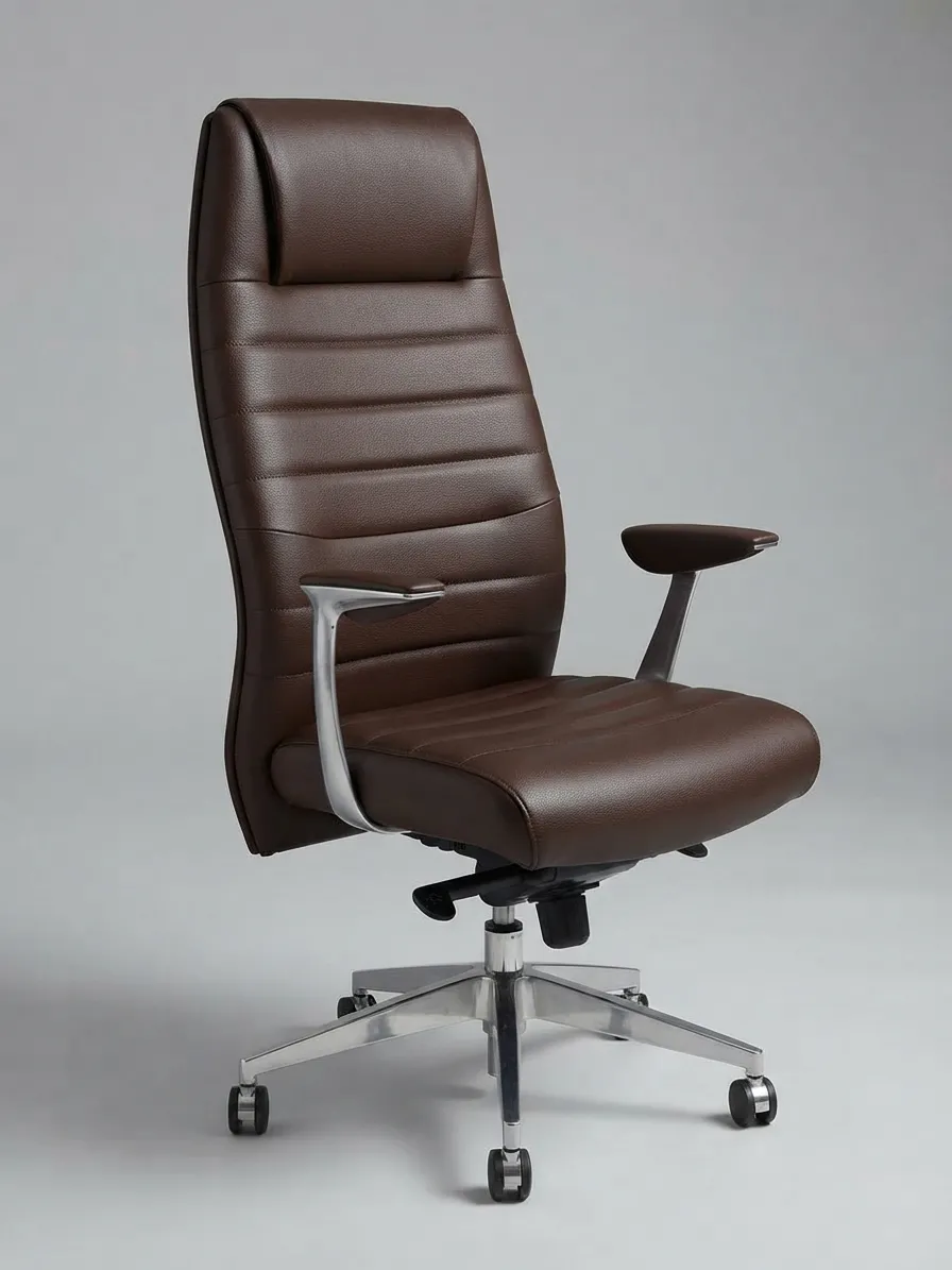 High back leather chair