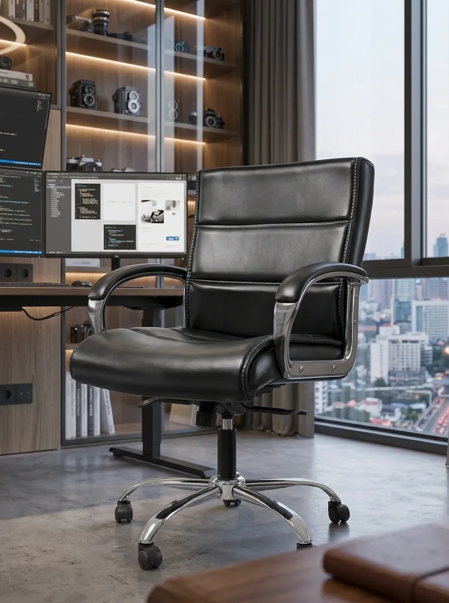 Mid-back leather chair