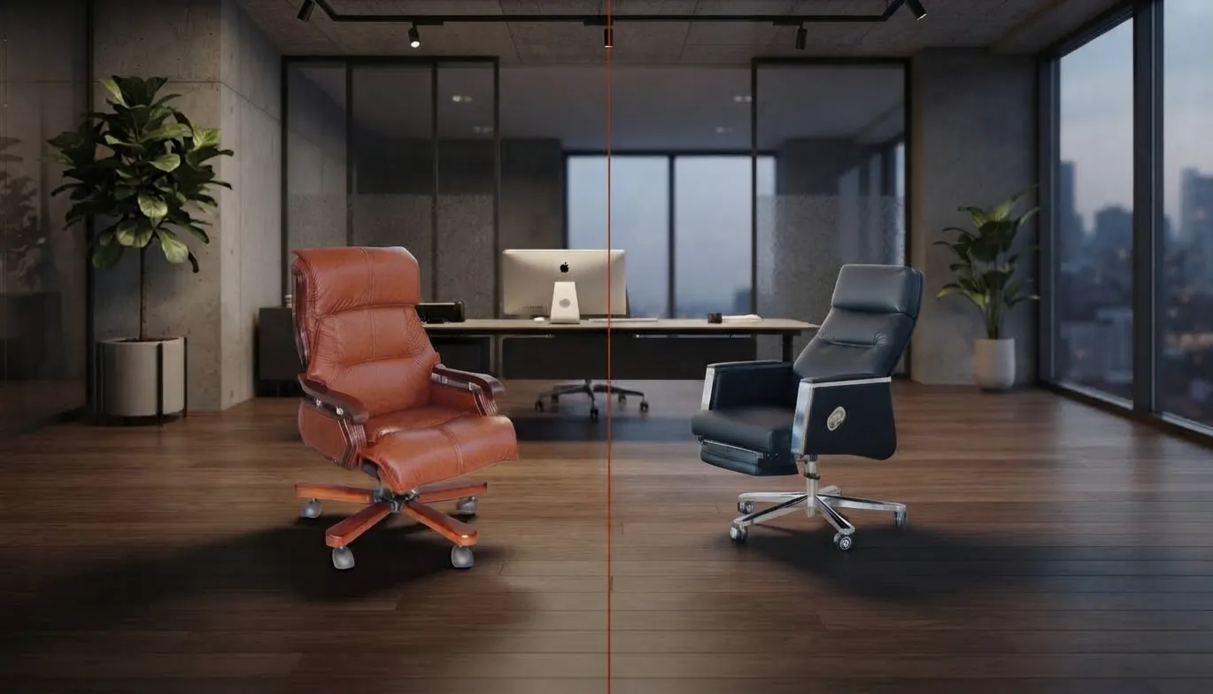 High back leather chair