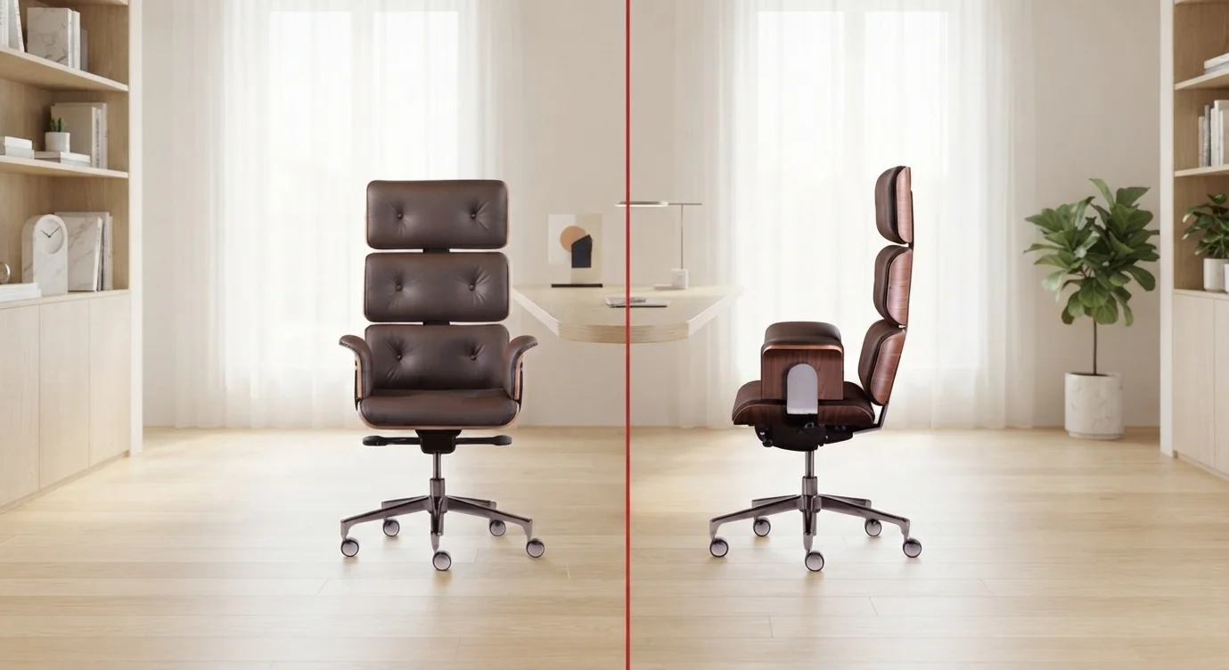 High back leather chair