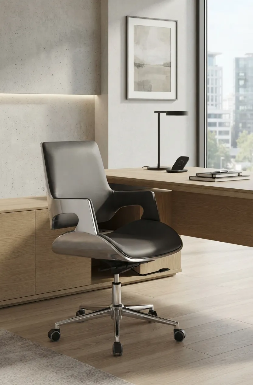 Mid-back leather chair
