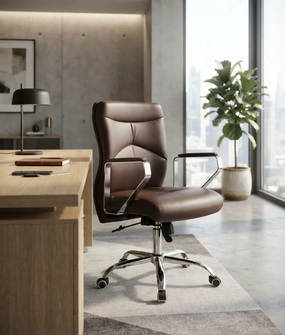 Mid-back leather chair