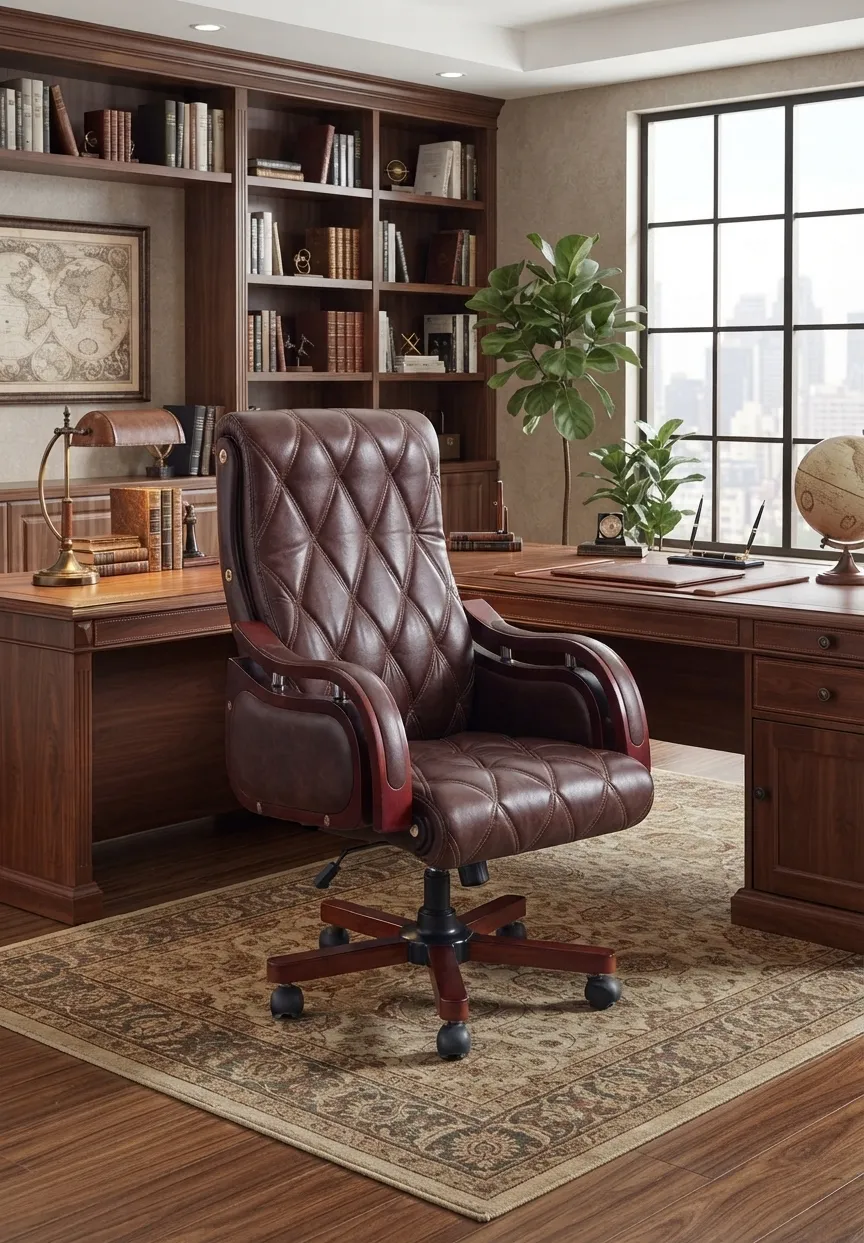High back leather chair