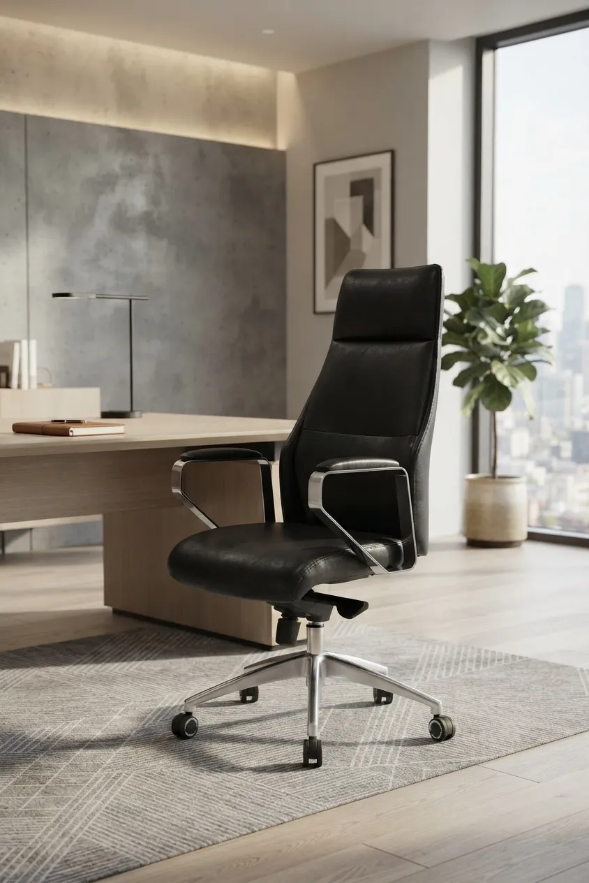 Mid-back leather chair