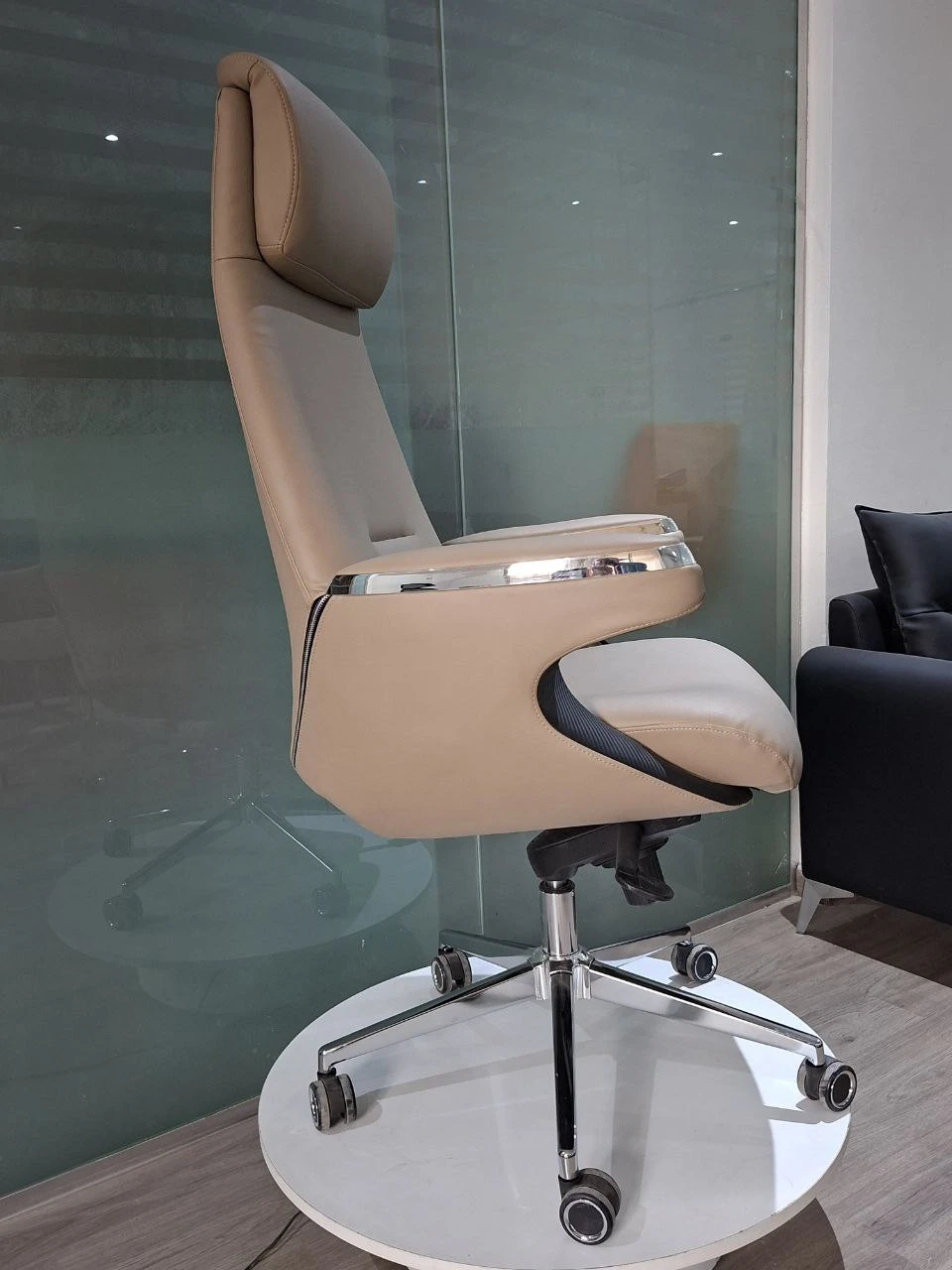 High back leather chair